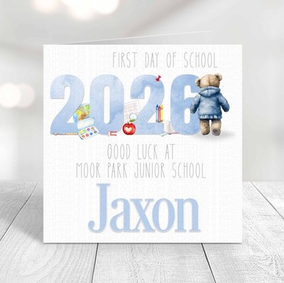 PERSONALISIERTE GLÜCKSKARTE ERSTER SCHULTAG - 1. TAG DER GRUNDSCHULE TEDDYBÄR
