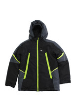 Spyder Boys Long Sleeve Front Zip Hooded Logo Jacket Black Gray Size 10-12