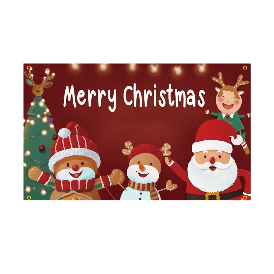 Großes Outdoor Weihnachtsbanner Schneemann Weihnachtsmann Gartendeko 71x43 cm - Bild 4 von 4