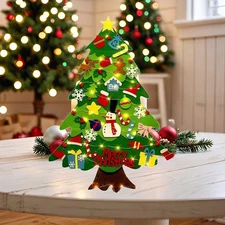 DIY Felt Christmas Tree Set Detachable Ornaments Kids Wall Decor Hanging Gift