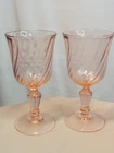 Vintage Set 2 Rosaline Pink Depression Glass Wine Champagne Fairy Core Arcoroc