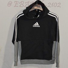 adidas Boys' Youth Pullover Fleece Hoodie -BLUE GREEN BLACK-