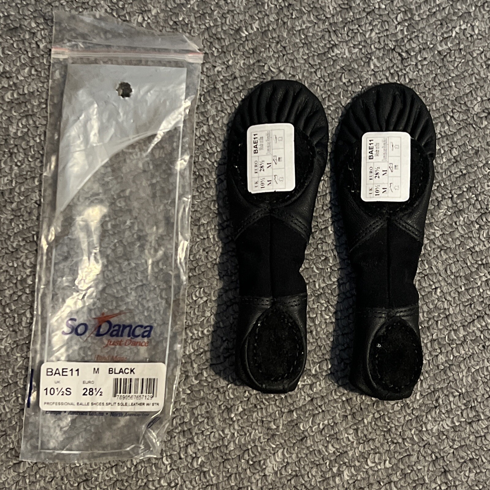 So Danca BAE11 Childs Black Ballet Shoes - UK 10.5/EU 28.5 - New