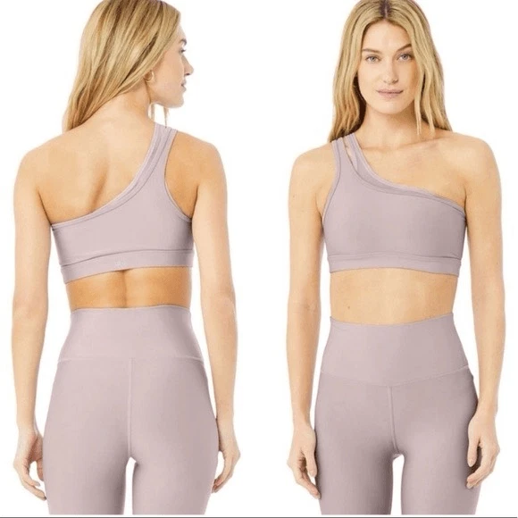 alo-yoga airlift excite one shoulder double strap tank-bra