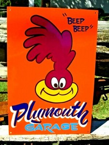 Road Runner Chrysler Plymouth Hand Painted Metal Sign Hotrod car Dodge Ram 