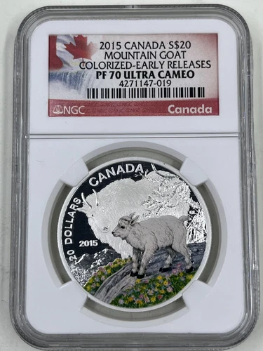 2015 Canada S$20 NGC PF70 Ultra Cameo Mountain Goat Colorized