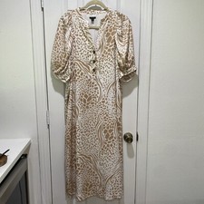 ANN TAYLOR Mixed Animal Print Midi Shirt Dress V-Neck Contemporary V-Neck Medium