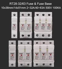 RT28-32/63 Fuse & Fuse Base 10x38mm/14x51mm 1P/2P/3P 2~32A/40~63A 500V 100KA