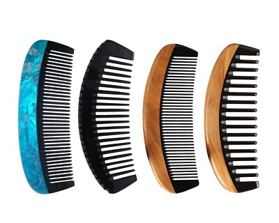Pack of 4 Assorted Handmade horn combs with different grips unique resin design