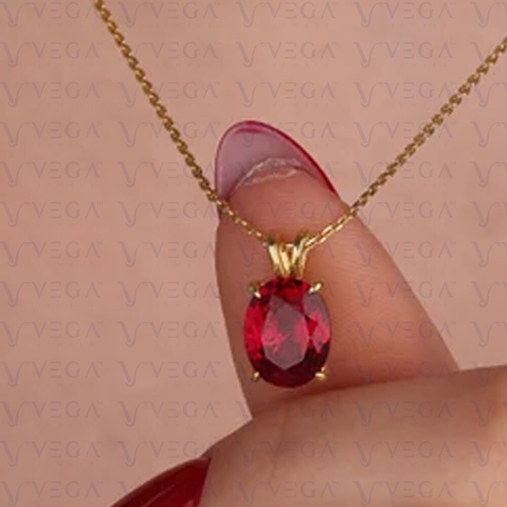 5.00Ct Oval Shape Natural Red Ruby & Diamond 100% 14k SOLID Yellow