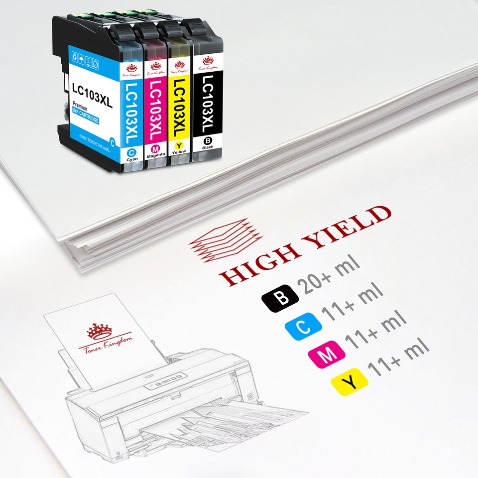 Brother Cartridge Ink 24-Pack LC103XL Ink Cartridges For Brother Printers - MFC-J470DW, J475DW, J870DW & More Black Cyan Magenta Yellow Inkjet Cartridge Set - Foto 8