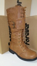 Women's Forever Link Andrea-12 High Tan Lace Up Boots Multiple Sizes Brand New