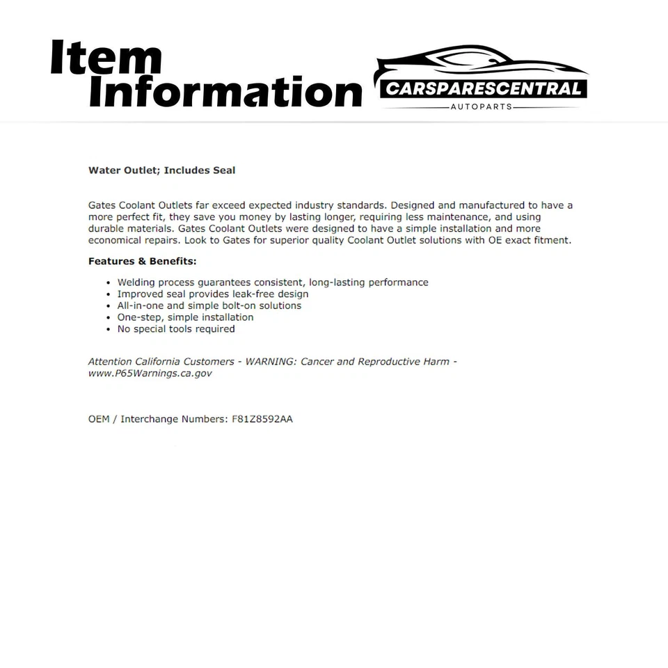 Salida de agua de refrigerante del motor para Ford F-550 Super Duty 1999-2003 Foto 3 de 4