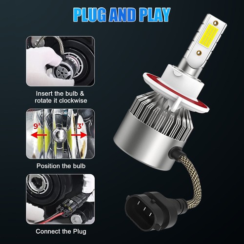 For 2004-2014 Ford F-150 8000K LED Headlight Hi/Lo + Fog Light 4 Bulbs COB kit - Picture 10 of 10