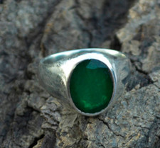 Natural Emerald Men's Ring 925 Sterling Silver Men's Emerald Jewelry Signet Ring