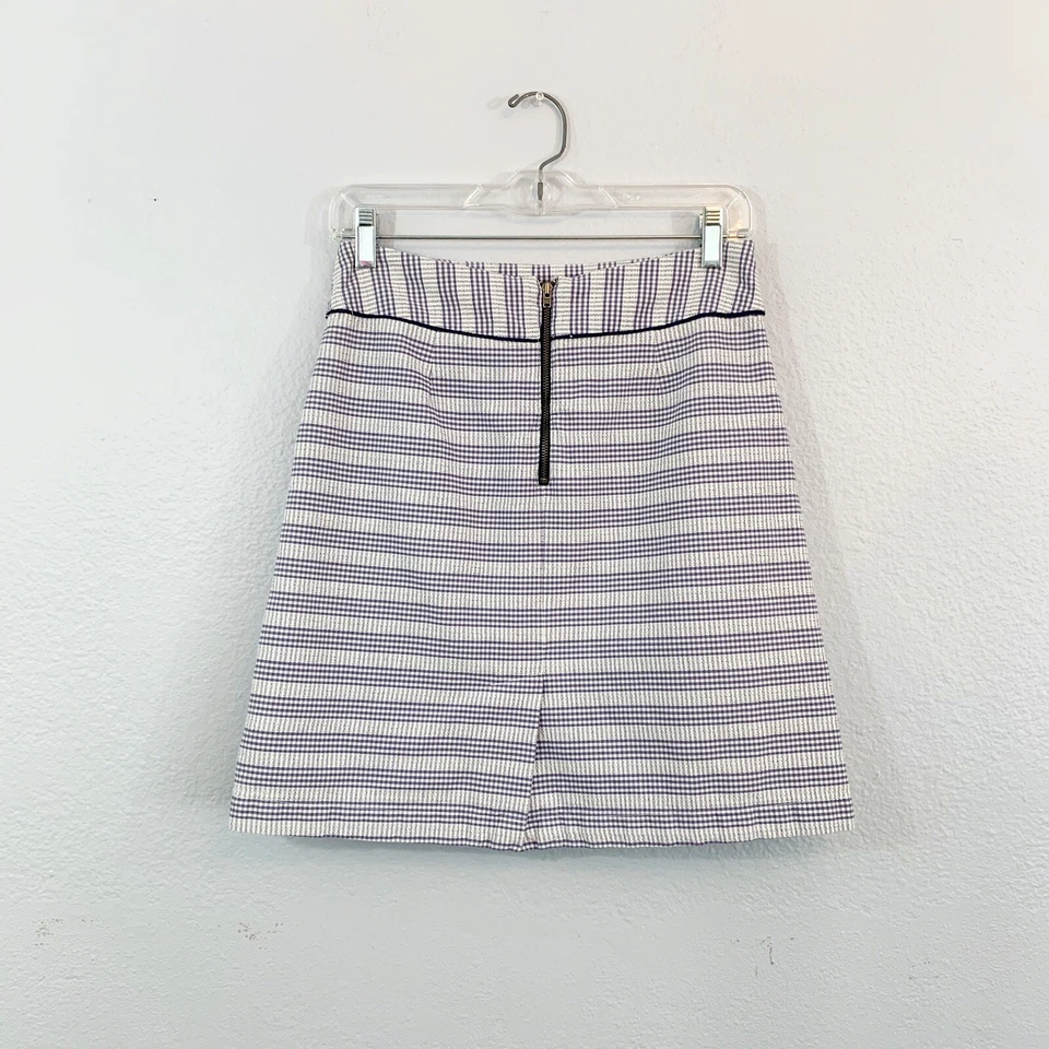 Falda a Cuadros Bordada Azul y Blanco Edme & Esyllte Anthropologie Talla 2 Foto 2 de 4