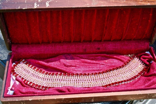 vintage costume jewelry, antique necklace Egyptian style choker, BRING OFFERS