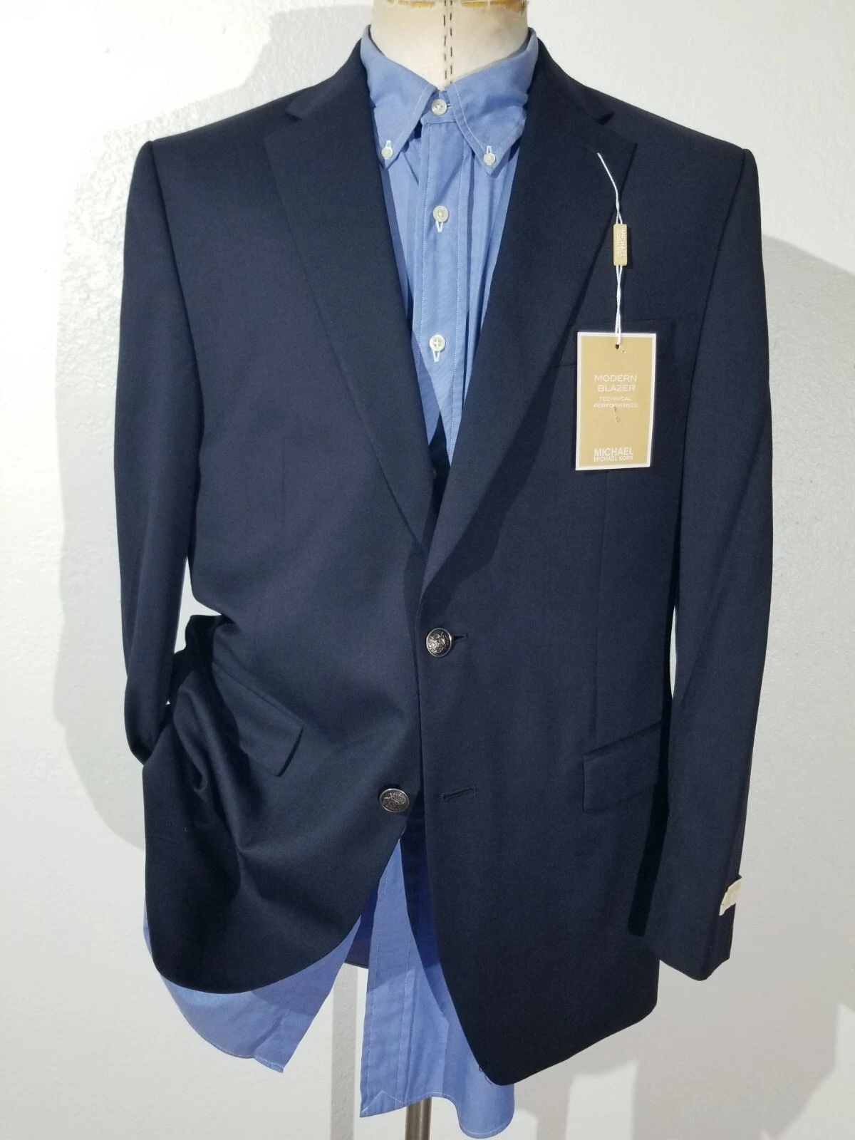 Giacca blazer cappotto sportivo 4 stagioni lana bottoni argento Michael Kors 42R $295