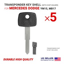 5x Transponder Key Shell For Mercedes Dodge Ym15 With Chip Holder 5x Transponder Key Shell For Mercedes Dodge Ym15 With Chip Holder