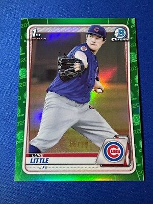 2020 Bowman Draft Chrome Luke Little #BD-105 Green Refractor /99 Chicago Cubs