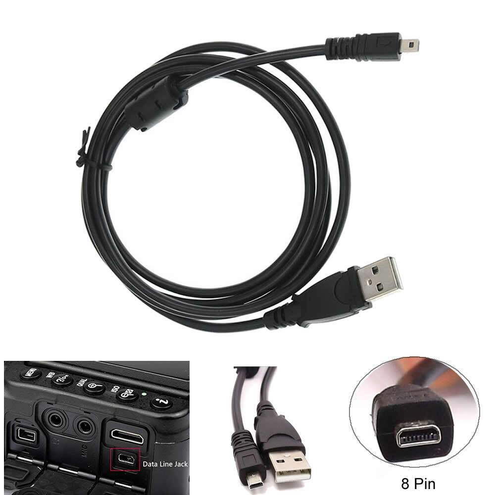 SYSTEM-S Cavo dati 8 Pin per presa USB A per Nikon Coolpix UC-3m UC-E6 UC- E16 & Basics Prolunga USB 2.0 ad alta velocità, A-maschio a A-femmina, multischermata, con connettori placcati in