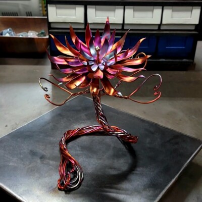 Copper ''New Life'' Flower #1932 Valentine's Day Mother's Anniversary Steampunk