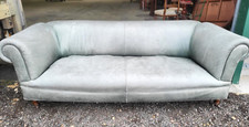 Leather Chesterfield Sofa Swept Arms Wood Legs Castors Settee