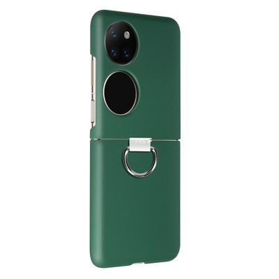 Huawei P50 Pocket zwei-teilige Schutzhülle mit Ring-Halterung   Dunkelgrün