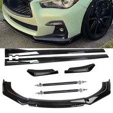 Front Bumper Lip Chin Spoiler Splitter Side Skirt For Infiniti Q50 Body Kit