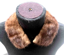 Vintage Dark Brown Mink Fur 15" Collar w/Front Clasp