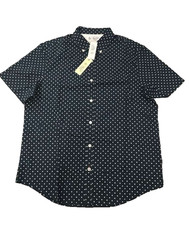 Penguin Shirt Button Down Mens Medium Blue Star All Over Print Pocket Cotton NEW