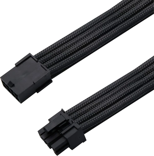 EZDIY-FAB Sleeved Cable PCIE 6+2 Pin - Extension for Power Black 