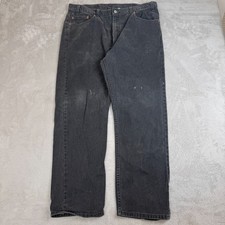 Vintage Levis 505 Jeans Mens 40X30 Black Preowned Stain Regular Fit Straight Leg