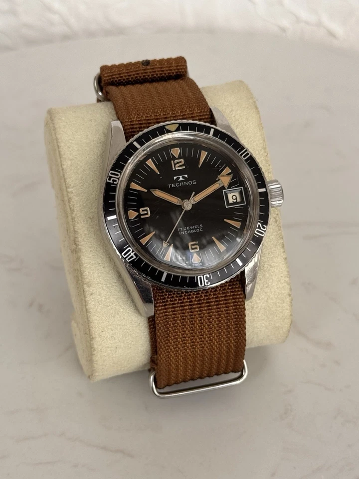 Technos Pre-Sky Diver 969-4 1960s Diver Watch Manual Wind Date Helium Valve - Image 3 of 4