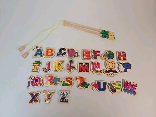 Magnetic Wooden Fishing Game Alphabet & Numbers Fish Catching Montessori - Picture 8 of 9