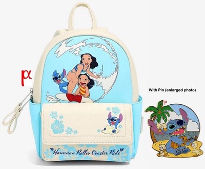 Loungefly Disney Lilo & Stitch Nani Ohana Hawaiian Backpack & Duck Pin Exclusive