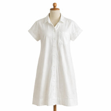 J.Crew Shirt Dress Women's Crisp White Dress Size Medium Classic Cotton