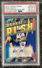 2024 TOPPS CHROME DRAKE MAYE ETCH ROOKIE RUSH AUTO BLUE REF/150 RC PSA 8/10 NM