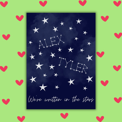 We re Written In The Stars - Personalisierte Valentinskarte mit Namen | Liebe »