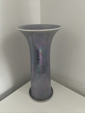 Ruskin Pottery Purple Lustre Vase Cylindrical, Pattern 1925, 22cm.