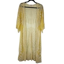 Rebellion Again Lace Duster Open Front Womens L Kimono Cover Up Beachy Boho