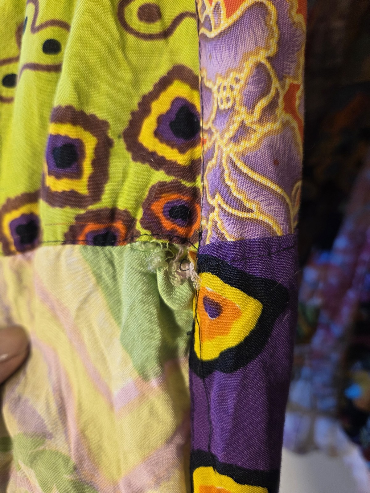 Vtg Boho Artistic Quilted Patchwork Oversized Emb… - image 9