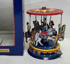 Schylling Tin Mechanical Merry Go Round Toy Horse Carousel Pull  Spin