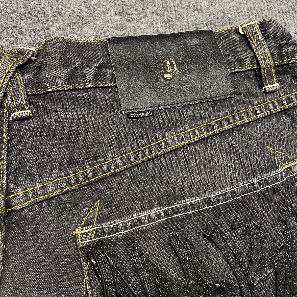 Makaveli Jeans Mens 36x34 Black Denim Distressed Baggy Hip Hop