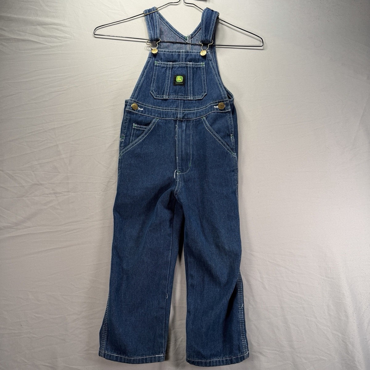 John Deere Bib Overalls Youth Size 5 Boys Denim Jeans Excellent