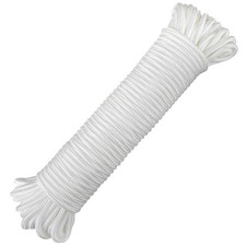 100 Ft 1/4 Inch White Nylon Rope Solid Braided HeavyDuty Tie Down Clothesline