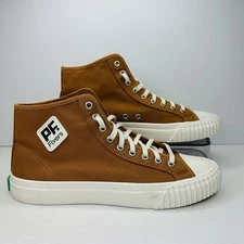 PF Flyers The Center High Top Shoes Mens Size 9.5 Brown Retro Canvas Sneakers