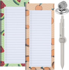 2 Pack Magnetic Shopping List Pad & 1 Magnetic Pen Clip