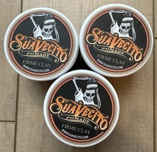  3 Suavecito Firme Strong Hold Clay Pomade 4 oz. Jars