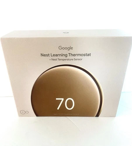 New Gold Google Nest Learning Thermostat 4th Gen +  Sensor - SEALED - Fast Ship